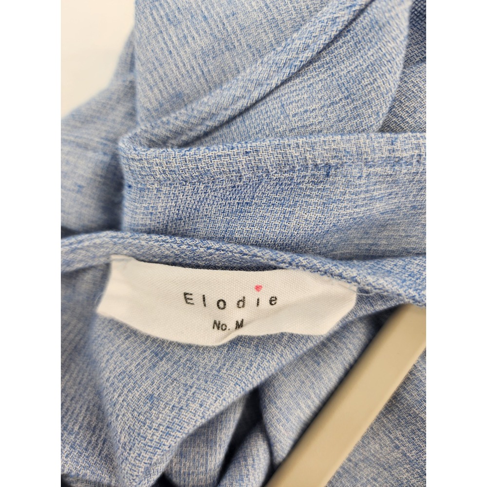 Elodie Blue Button Front Sleeveless Peplum Tank Top Rayon Medium - Picture 3 of 8